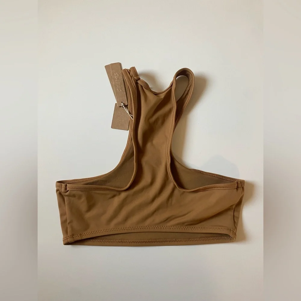 Skims Swim High Neck Racerback top in Almond NWT